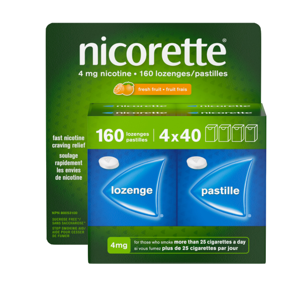 Pastille de nicotine NICORETTE®, Fruit frais, 4 mg, 160 unités