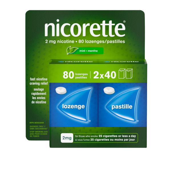 Pastille de nicotine NICORETTE®, Menthe, 2 mg, 80 unités