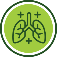 icône représentant des poumons pour indiquer la capacité à respirer et à se déplacer plus facilement