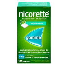 Gomme pour cesser de fumer Nicorette®, menthe verte, 4 mg, 105 morceaux