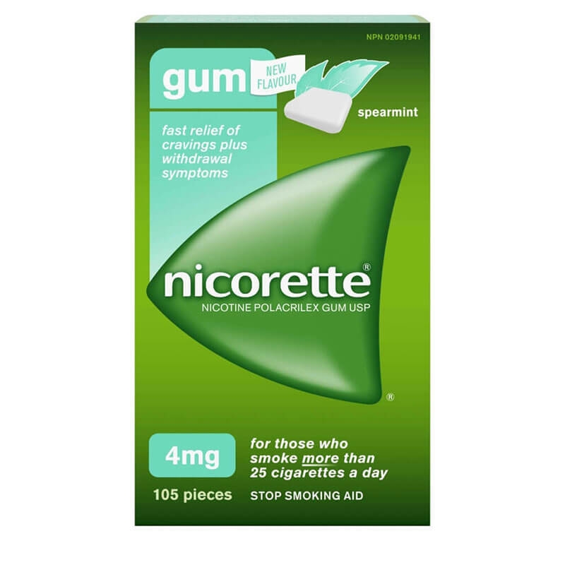 Nicorette Spearmint Flavoured Gum 4 mg packaging 